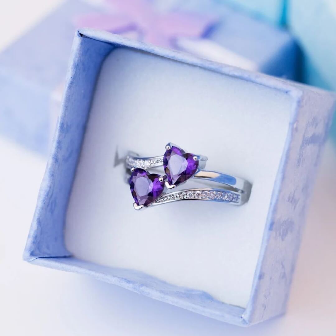 Amethyst Heart-Shaped Gemstone Ring - Diane Jewelry