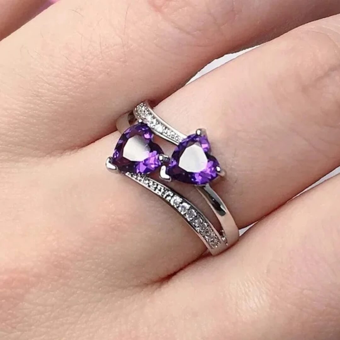 Amethyst Heart-Shaped Gemstone Ring - Diane Jewelry