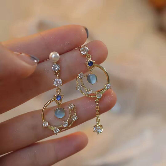 Celestial Cats Moon Drop Earrings - Diane Jewelry