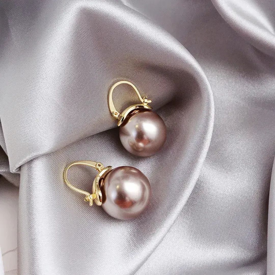 Gold Pearl Leverback Drop Earrings - Diane Jewelry