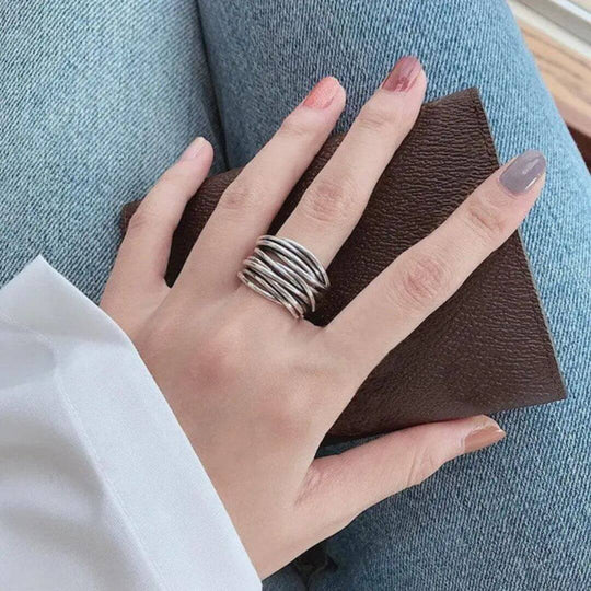 Silver Statement Multi Band Ring Diane Jewelry