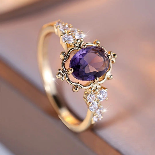 Vintage Amethyst Gold Ring - Diane Jewelry