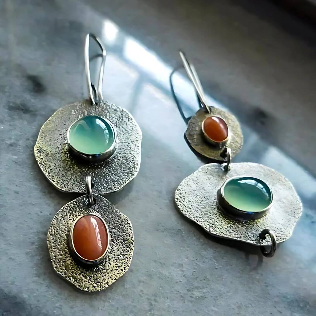 Boho Mismatched Gemstone Dangle Earrings - Diane Jewelry