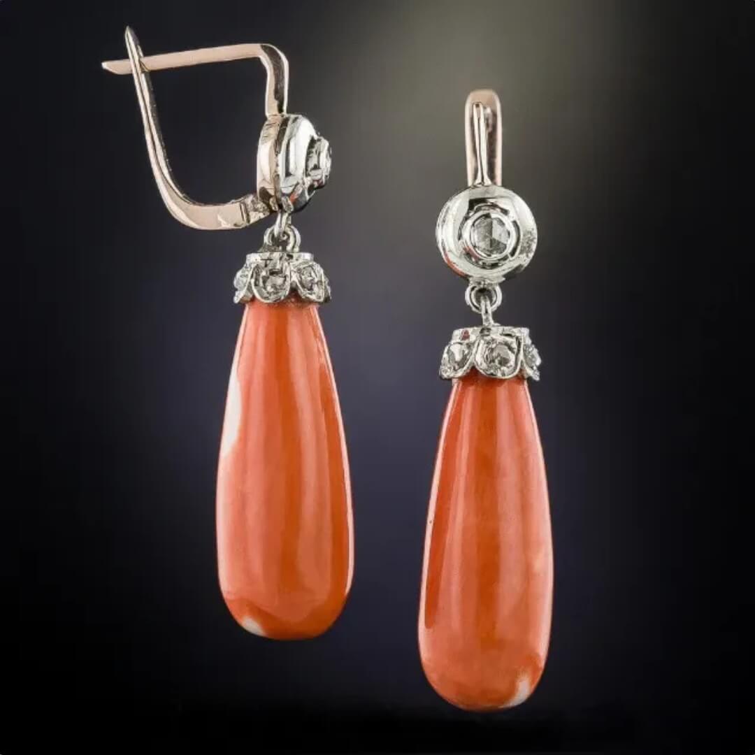 Vintage Red Teardrop Dangle Earrings - Diane Jewelry