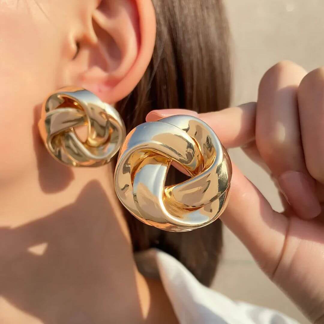 Bold Knot Statement Earrings Gold - Diane Jewelry