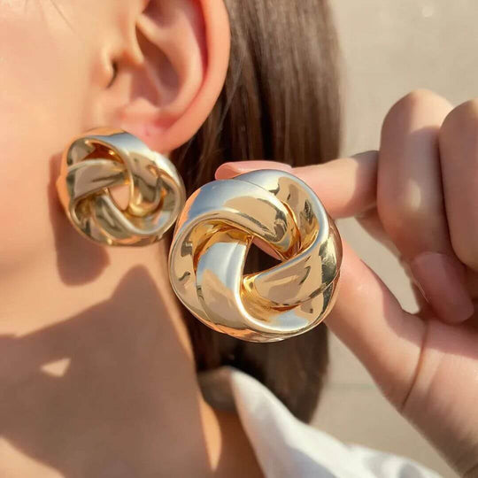 Bold Knot Statement Earrings Gold - Diane Jewelry