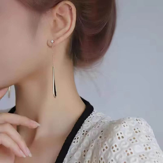 Black Gold Long Drop Earrings - Diane Jewelry