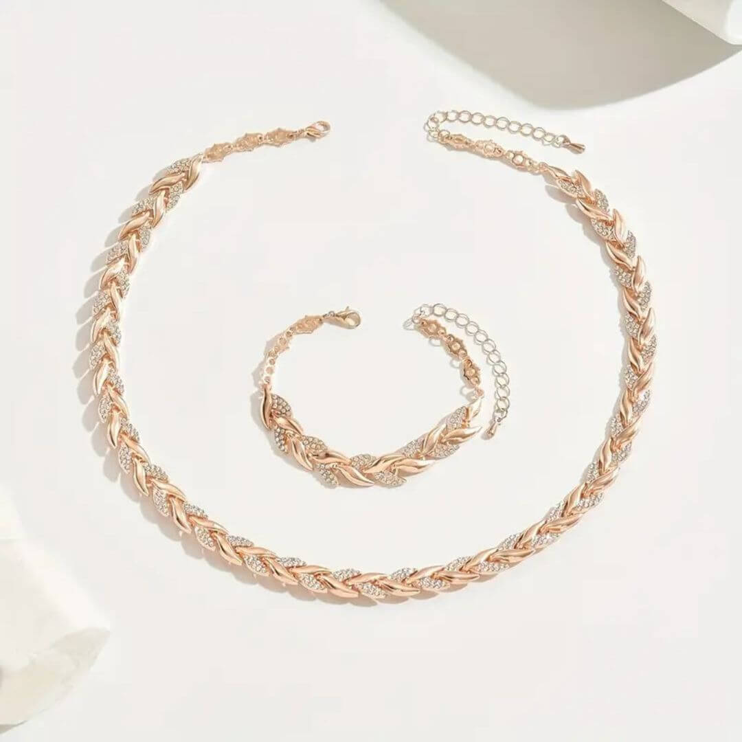 Crystal Gold Chain Jewelry Set - Diane Jewelry