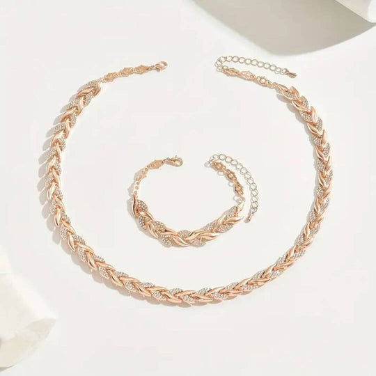 Crystal Gold Chain Jewelry Set - Diane Jewelry