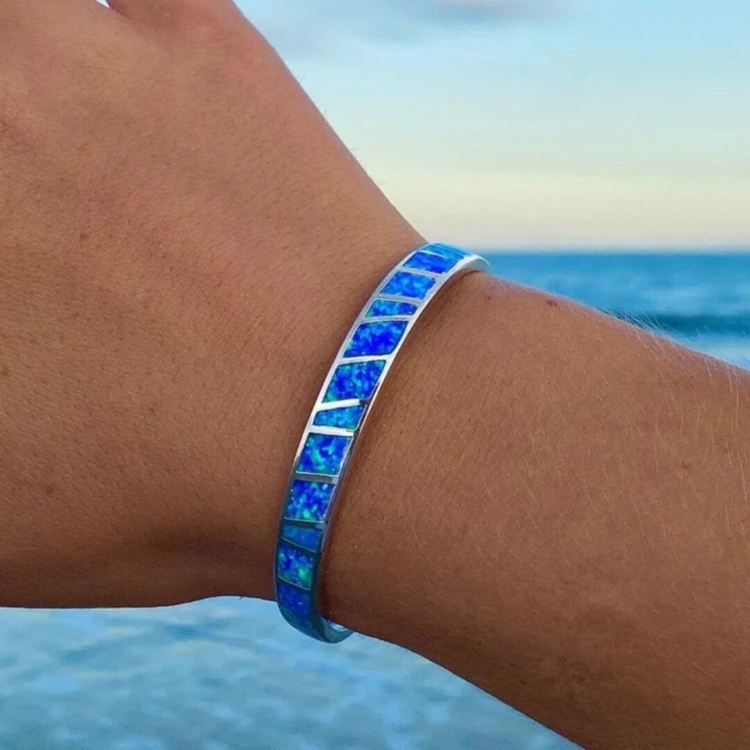 Sterling Silver Opal Cuff Bracelet - Diane Jewelry