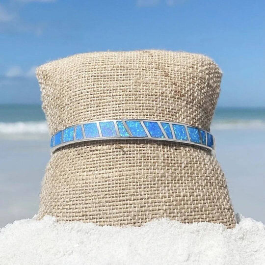 Sterling Silver Opal Cuff Bracelet - Diane Jewelry