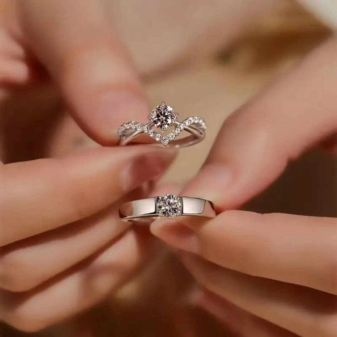 Matching Couple Engagement Ring Set - Diane Jewelry