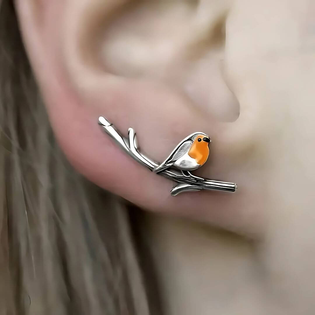 Yellow Robin Bird Stud Earrings - Diane Jewelry