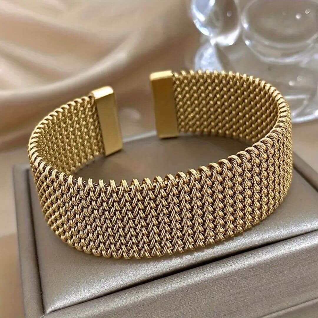Stainless Steel Mesh Cuff Bracelet - Diane Jewelry
