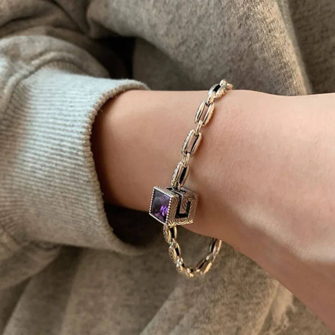 Chunky Geometric Silver Chain Bracelet - Diane Jewelry