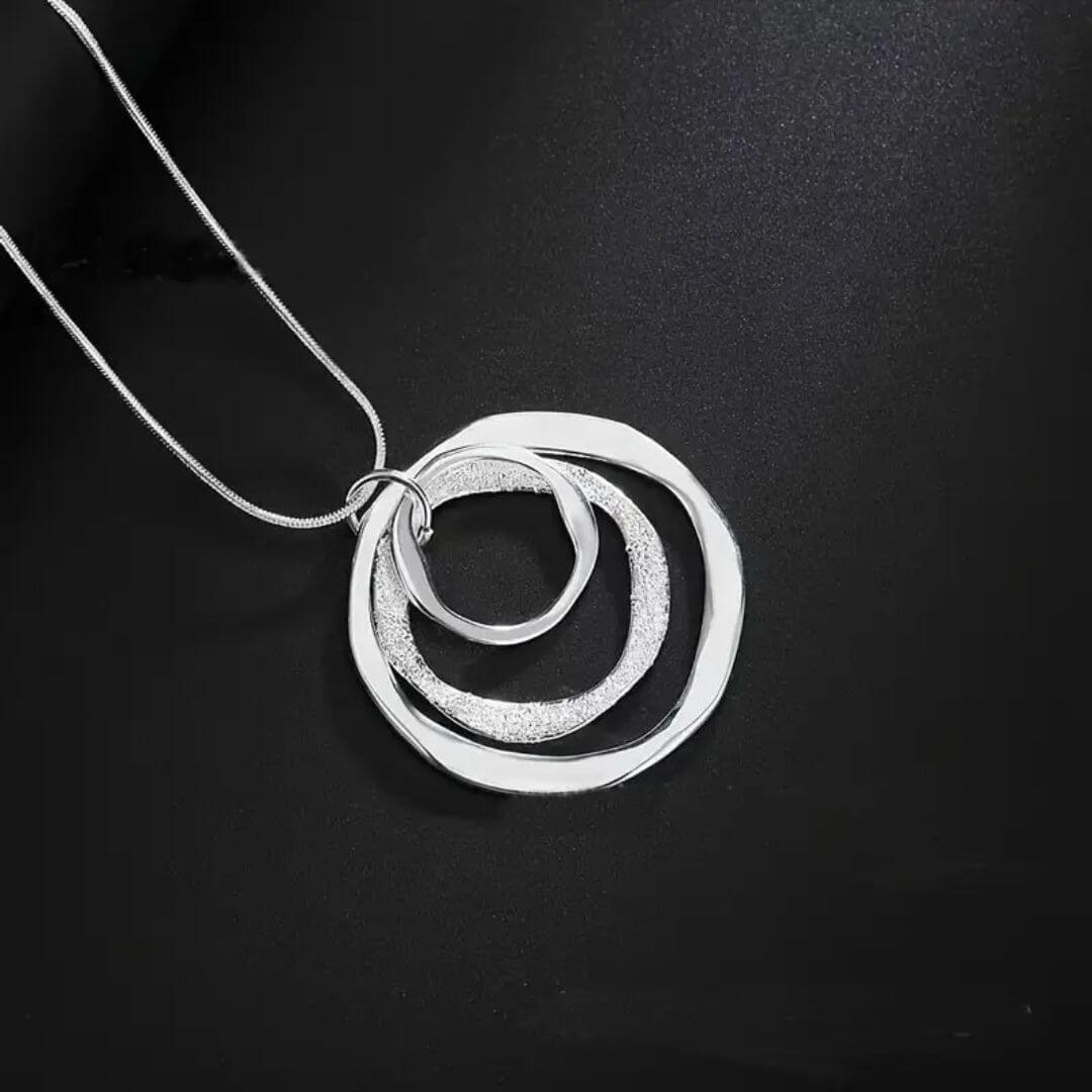 Gold Textured Circle Pendant Necklace - Diane Jewelry