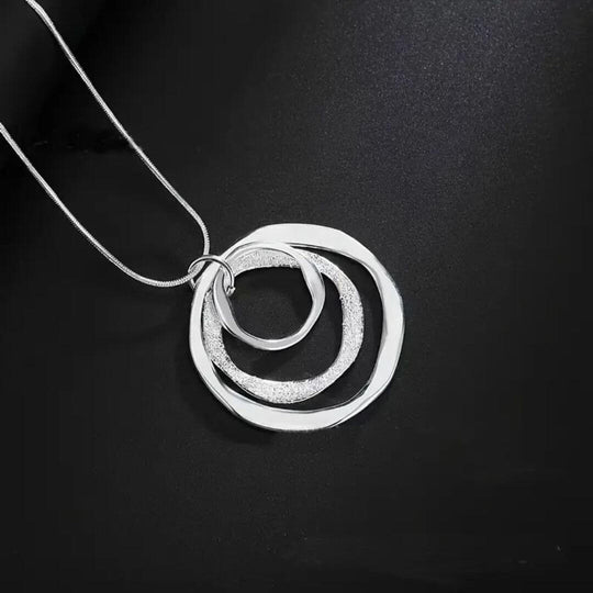 Gold Textured Circle Pendant Necklace - Diane Jewelry