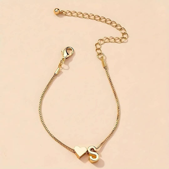 Gold Initial Letter Bracelet Women - Diane Jewelry