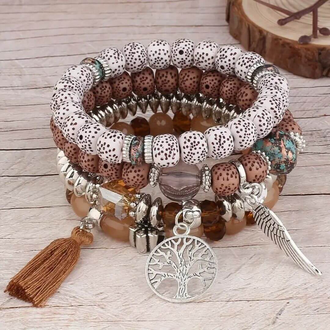 Boho Beaded Charm Bracelet Set - Diane Jewelry