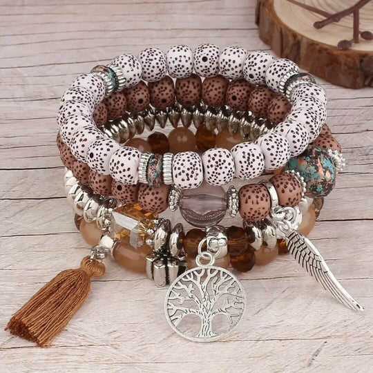 Boho Beaded Charm Bracelet Set - Diane Jewelry