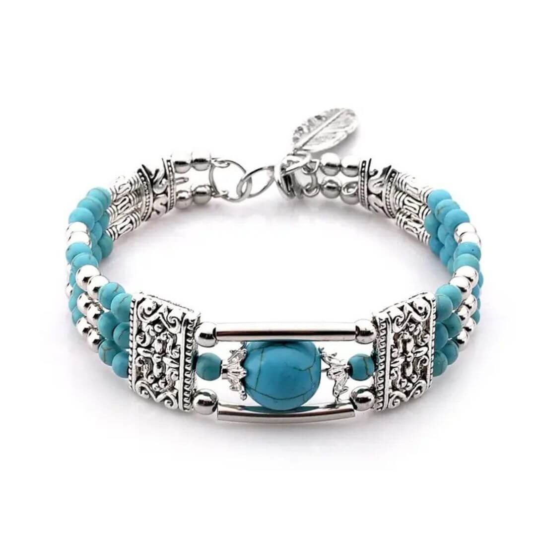 Boho Turquoise Beaded Cuff Bracelet - Diane Jewelry