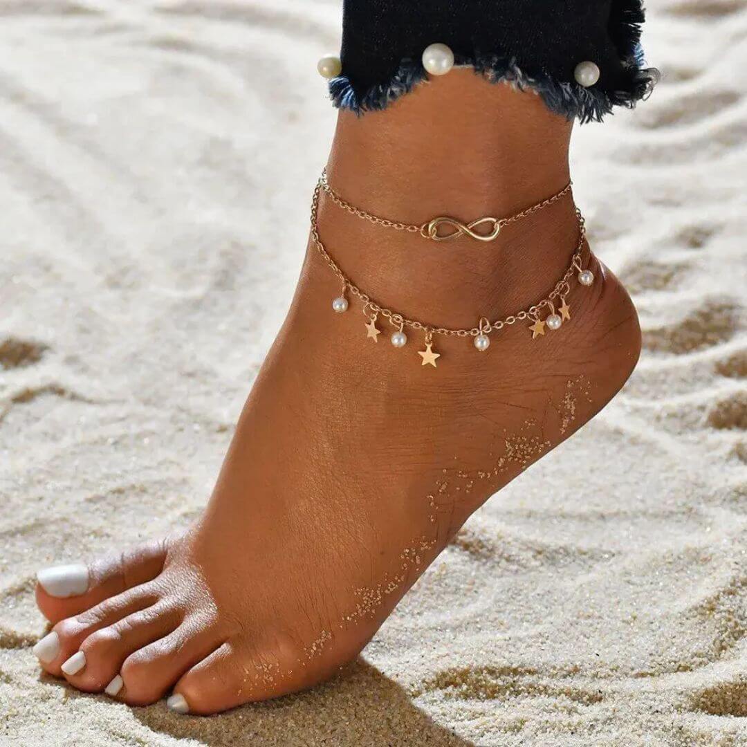Gold Infinity Star Charm Anklet Diane Jewelry