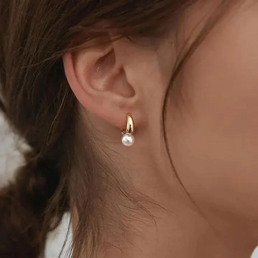Gold Pearl Teardrop Stud Earrings Diane Jewelry