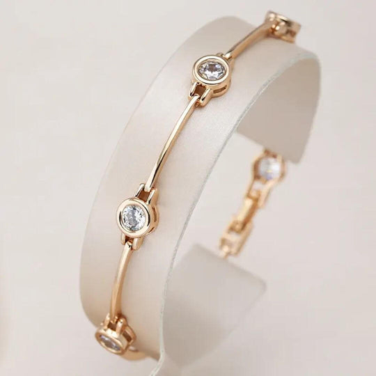 Gold Crystal Minimalist Link Bracelet Diane Jewelry
