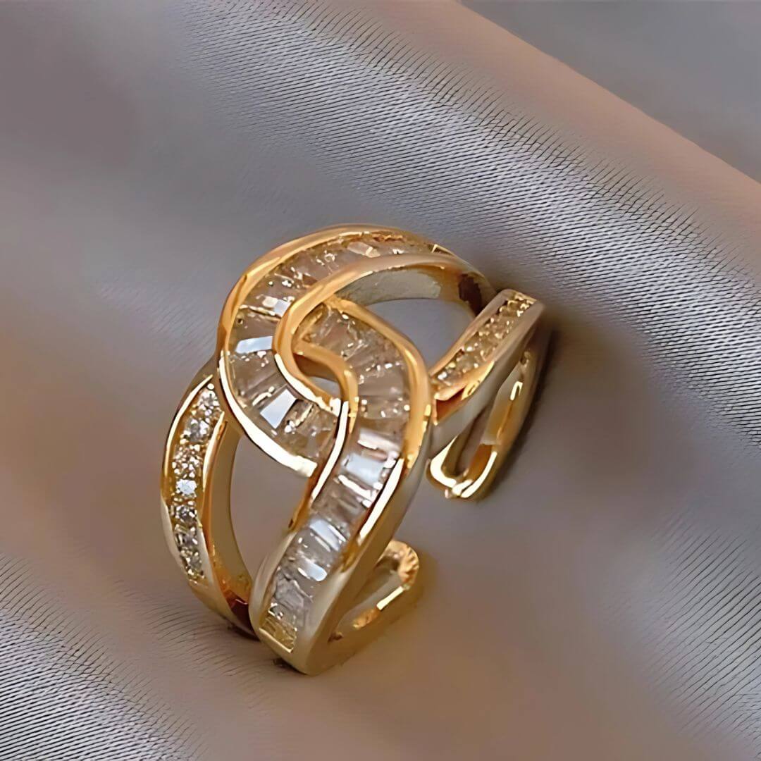 Gold Geometric Crystal Statement Ring Diane Jewelry
