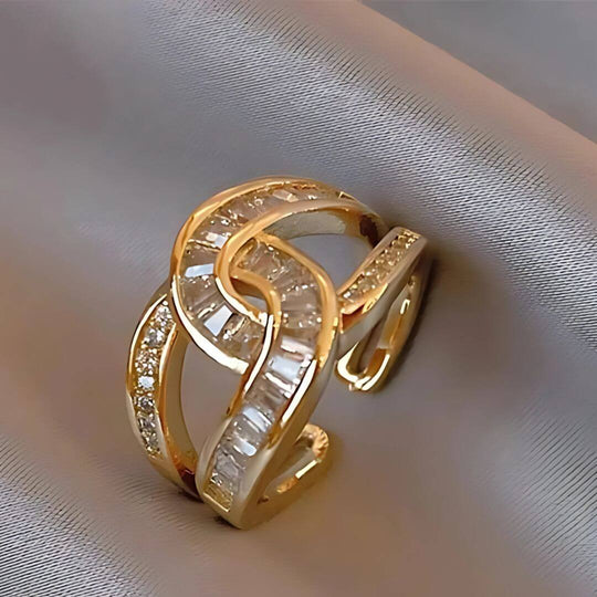 Gold Geometric Crystal Statement Ring Diane Jewelry