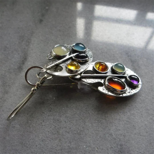 Painter Palette Gemstone Dangle Earrings - Diane Jewelry