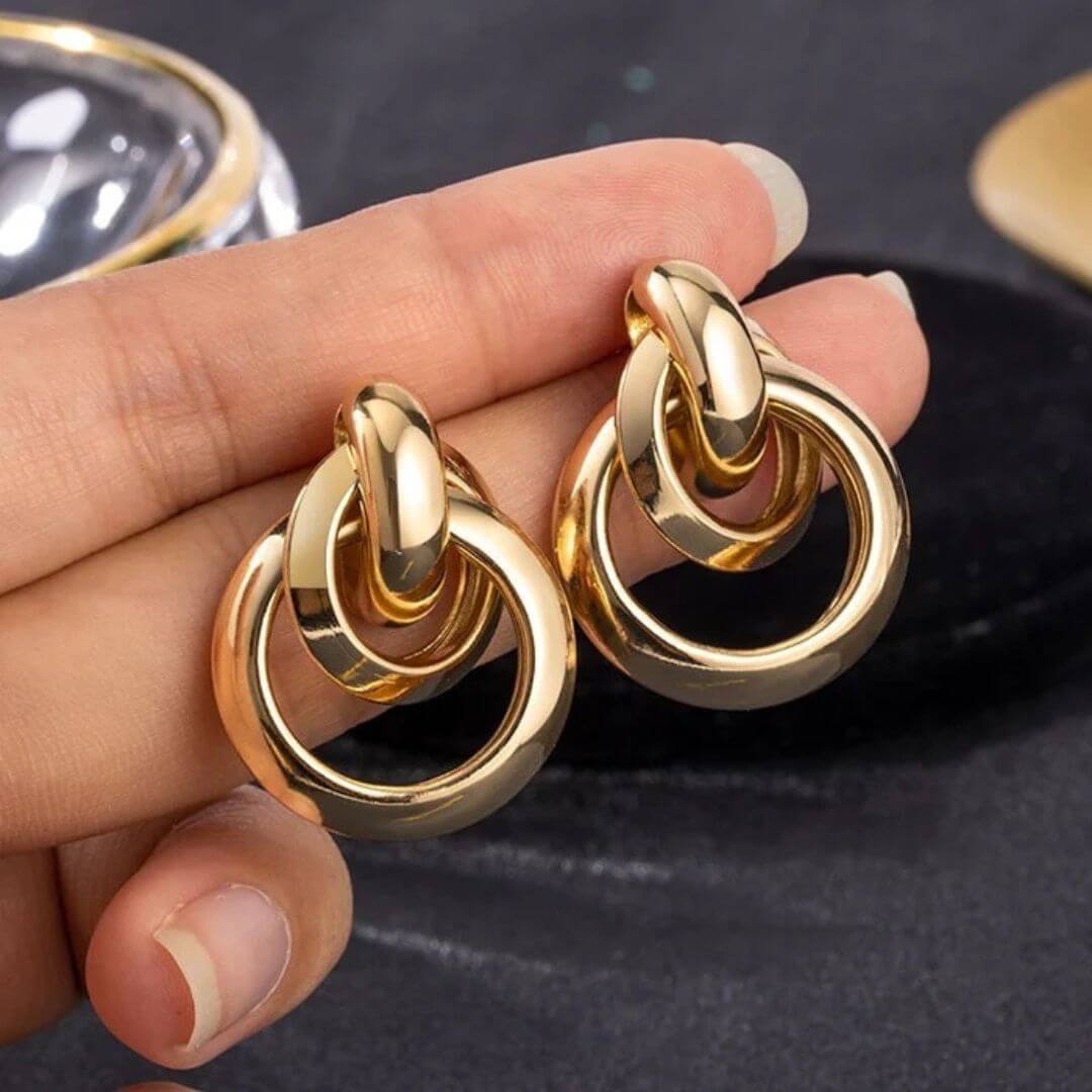 Chunky Gold Interlocking Hoop Earrings - Diane Jewelry