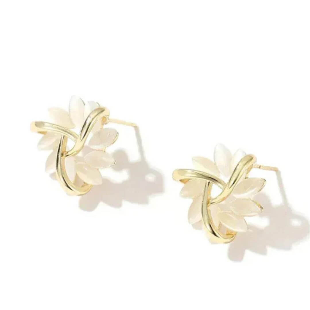 Floral Leaf Stud Twist Earrings Diane Jewelry