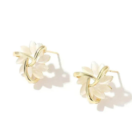 Floral Leaf Stud Twist Earrings Diane Jewelry