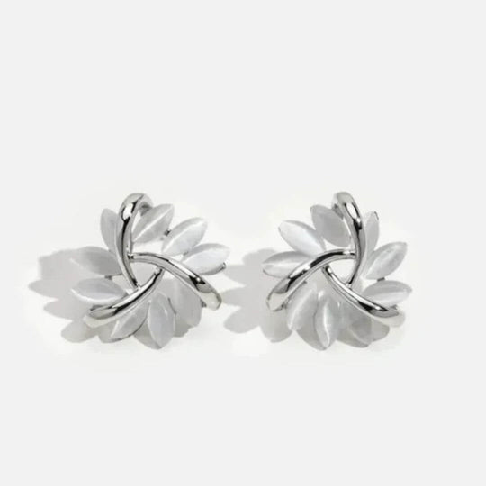 Floral Leaf Stud Twist Earrings Diane Jewelry