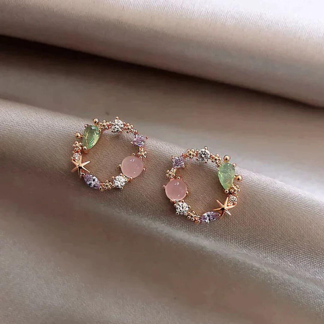 Starfish Wreath Gemstone Stud Earrings - Diane Jewelry