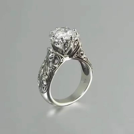 Vintage Scroll Gold Engagement Ring - Diane Jewelry