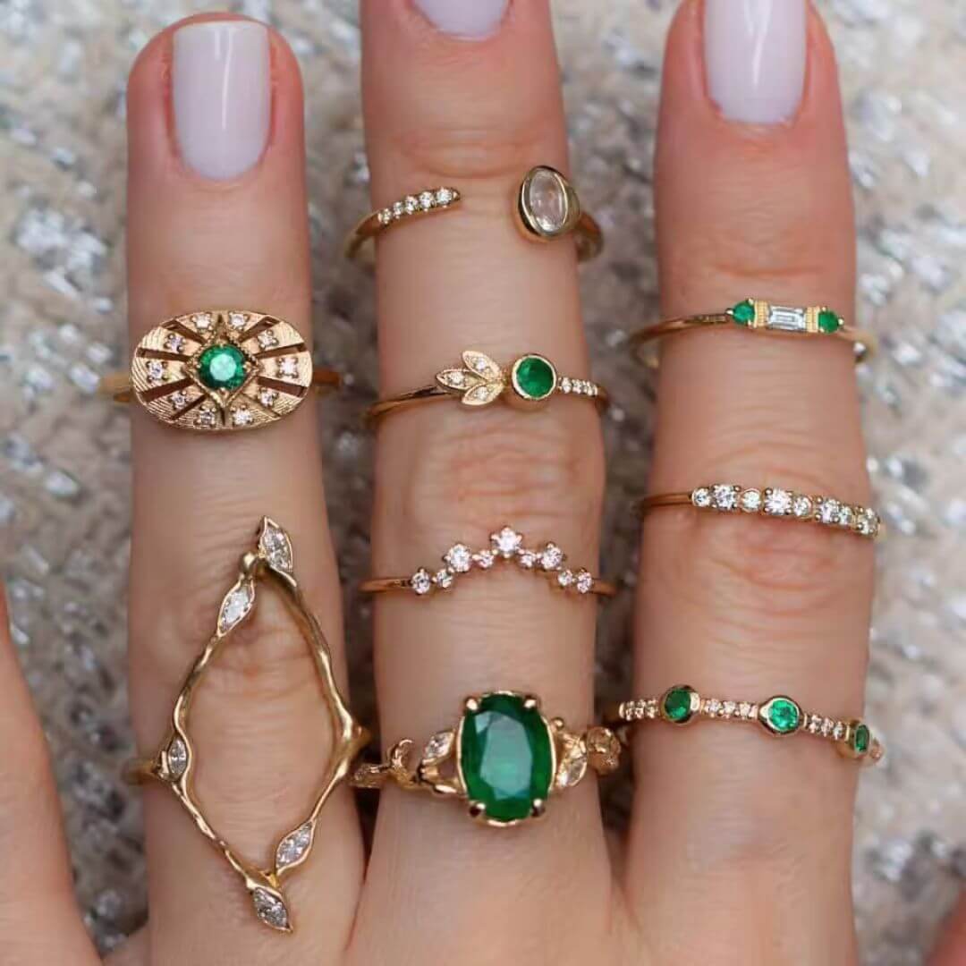 Vintage Flower Adjustable Ring Set - Diane Jewelry