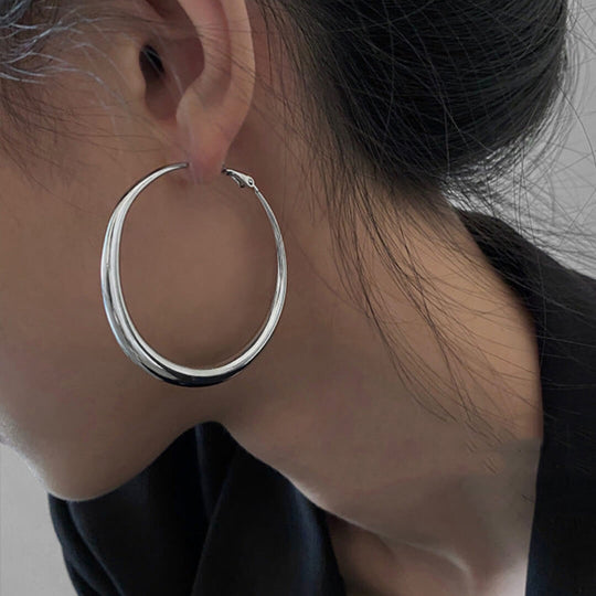 Classic Silver Chunky Hoop Earrings - Diane Jewelry