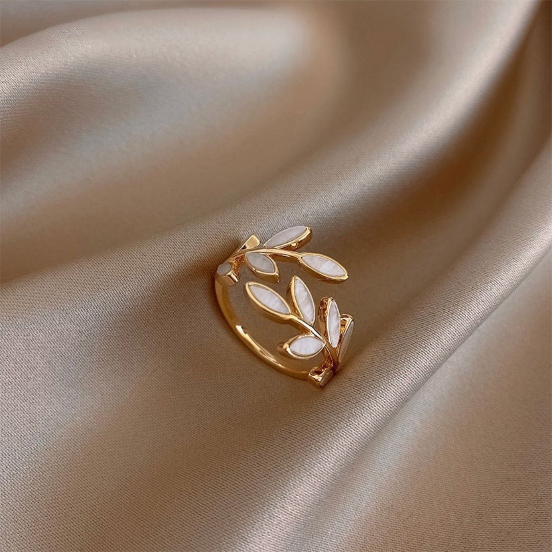 Gold Leaf Adjustable Open Ring - Diane Jewelry