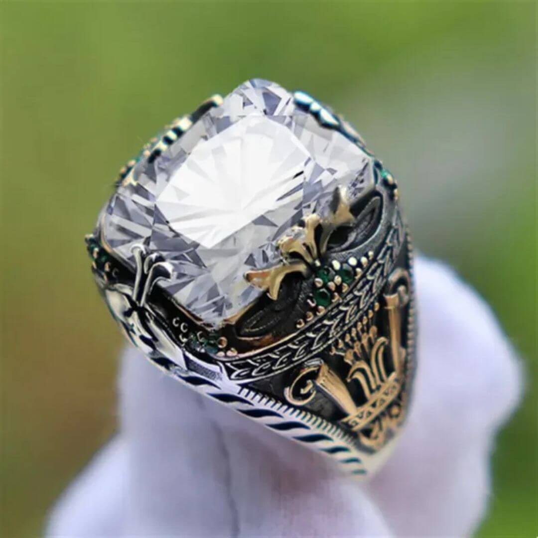 Vintage Emerald Gothic Statement Ring - Diane Jewelry
