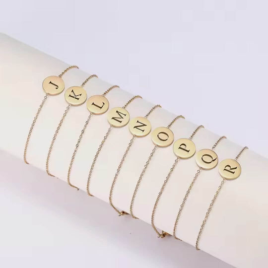 Minimalist Initial Coin Bracelet Gold - Diane Jewelry