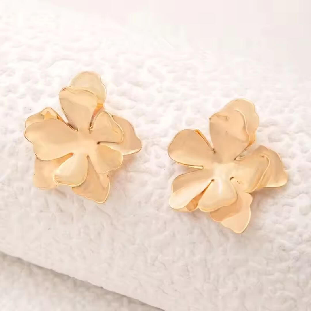 Blue Enamel Flower Statement Earrings - Diane Jewelry