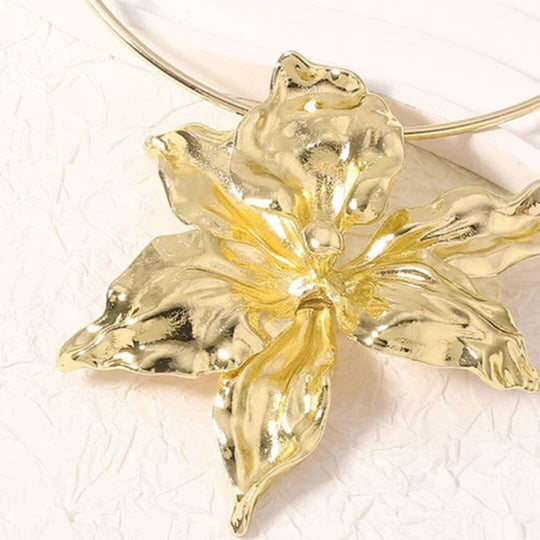 Gold Floral Statement Collar Necklace - Diane Jewelry