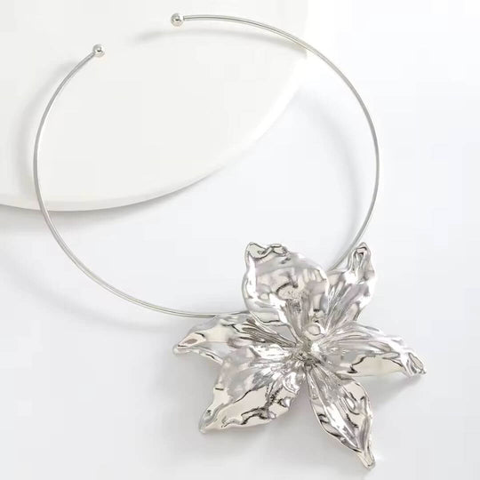 Gold Floral Statement Collar Necklace - Diane Jewelry