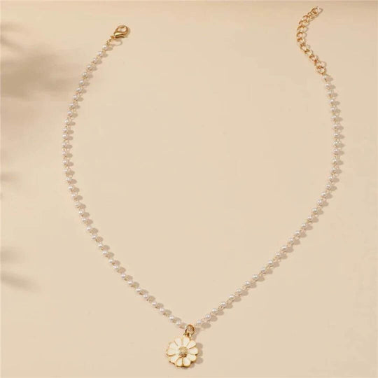 Daisy Pearl Beaded Choker Necklace - Diane Jewelry