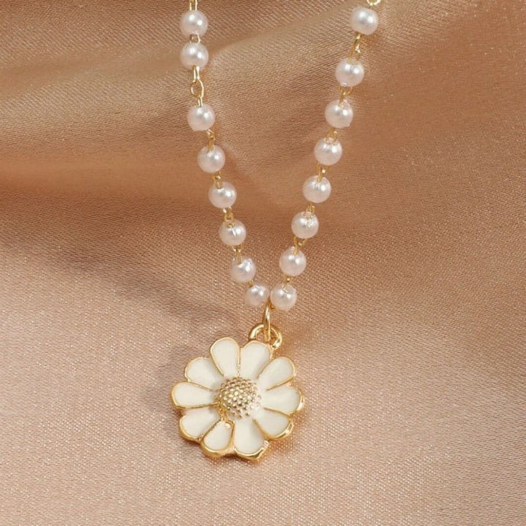 Daisy Pearl Beaded Choker Necklace - Diane Jewelry
