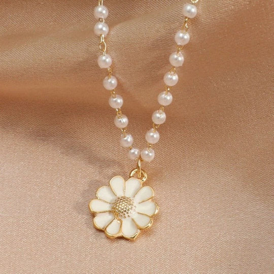 Daisy Pearl Beaded Choker Necklace - Diane Jewelry