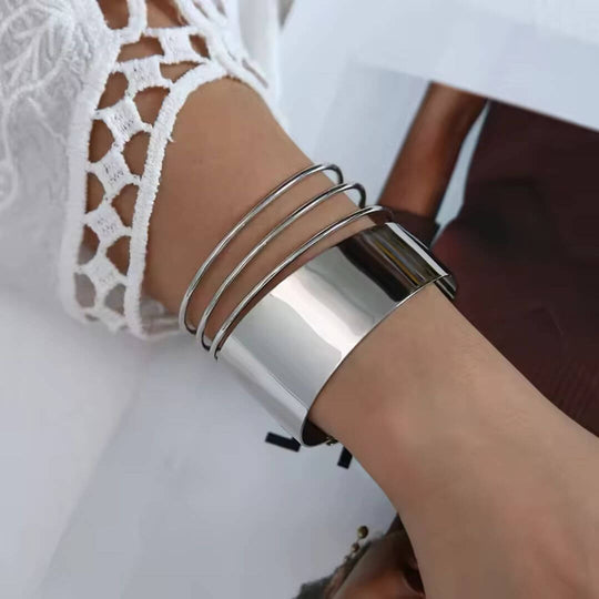 Modern Silver Wire Cuff Bracelet - Diane Jewelry