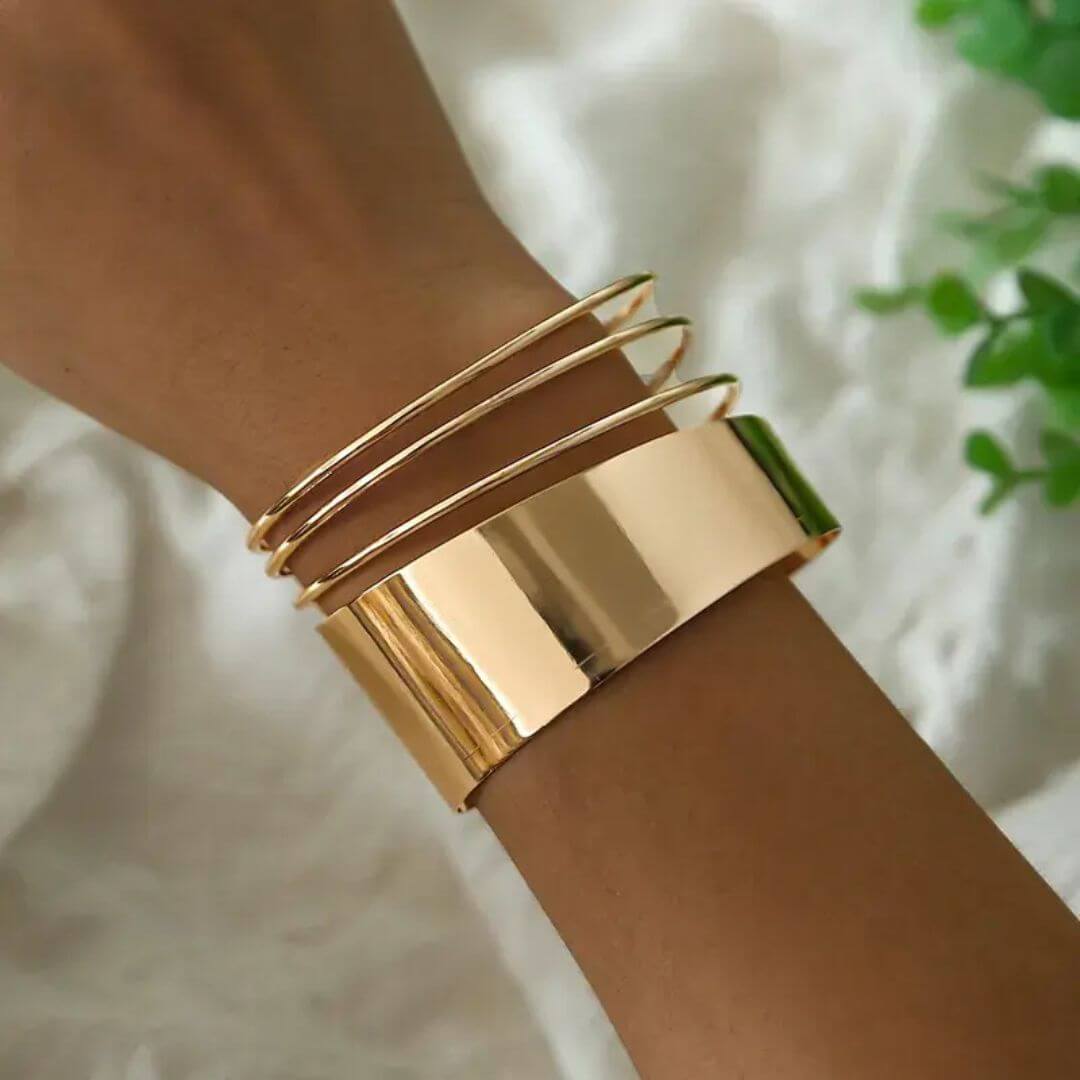 Gold Wide Spiral Cuff Bracelet - Diane Jewelry